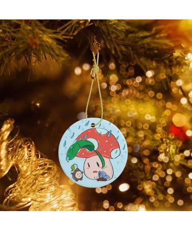 YYHHAOFA Sunflower Seeds and Mushroom Prints Christmas Ceramic Round Pendant Decoration - Festive Hanging Ornament for Stores and Homes -2.9 in - Buy Online on SooperMarket.com