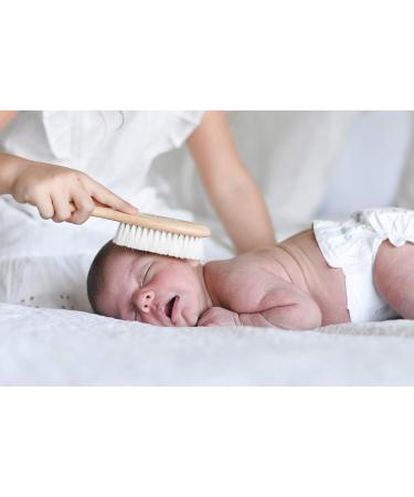 Fephas Wooden Baby Goat Hair Brush for Newborns and Toddlers | Soft Goat Hair & Silicone Brush for Cradle Cap | Great Addition to Baby Registry - Buy Online on SooperMarket.com