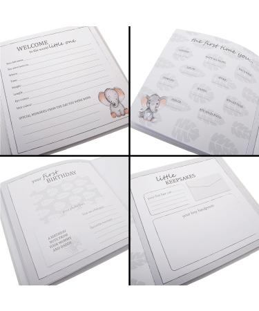 Grey Elephant Themed Baby Growth Records Book | Personalize First Adventures, First Haircut, First Christmas | 32 Page Keepsake Album - Buy Online on SooperMarket.com