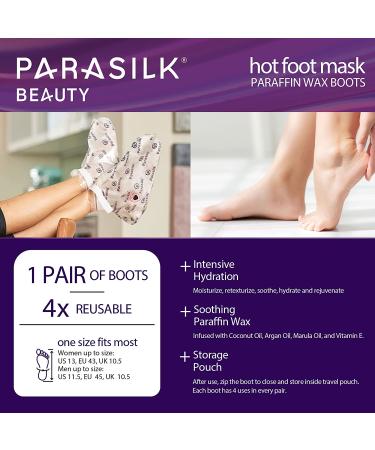 Parasilk Beauty Hot Foot Mask - Intensive Hydration with Coconut Oil, Argan Oil, Marula Oil & Vitamin E | 1 Pair - Buy Online on SooperMarket.com