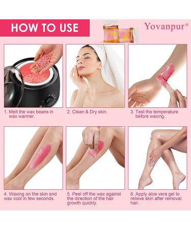 Yovanpur Hard Wax Beads for Hair Removal - 300g (10 Oz) - Ideal for Brazilian Waxing - Gentle on Sensitive Skin - Includes 10 Wax Sticks - Rose Pink - Buy Online on SooperMarket.com