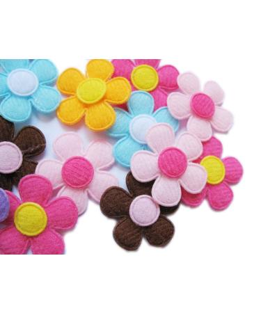 YYCRAFT Pack of 90pcs Padded Spring Felt Flower Appliques 9 Colors