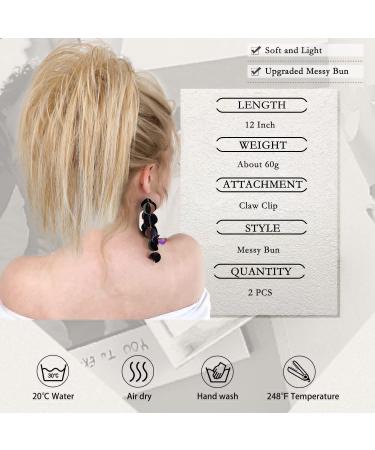 colorfulpanda Claw Clip in Ponytail Hair Extensions 10 Inch Messy Bun Clip in Hair Scrunchies Natural Straight Synthetic Hairpiece Short Ponytail Bun Hair Chignons for Women Girls Blonde Ombre blonde - Buy Online on SooperMarket.com