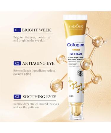 Collagen Eye Cream for Dark Circles and Puffy Eyes Instant Tightener Brighten Anti Aging Under Eye Repair Cream Hydrating Brightening Moisturiser Eye Bags Remover Wrinkle Filler Eye Serum(20g) - Buy Online on SooperMarket.com