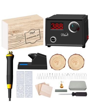 Viiart Professional Pyrography Tool Kit 60W Upgraded Wood Burning Kits with 20pcs Pyrography Wire Tips Digital Adjustable Pyrography Machine for Wood and Gourd(Single Pen)