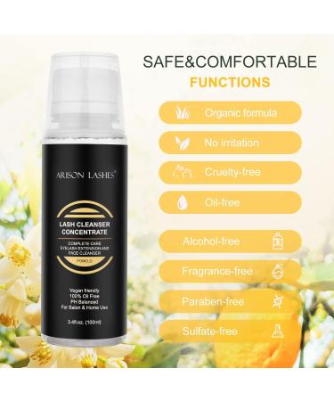 Lash Cleansing Concentrate 100ml Professional Eyelash Extension Shampoo - Natural Foaming Cleanser for Extensions, Salon Home Care - Pomelo Scent - Buy Online on SooperMarket.com
