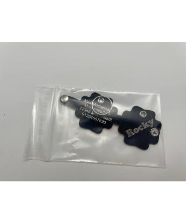 Copter Farm Dog Brand Collar Bag | Engraved Art & Real Leather | Custom Dog ID Tag | Black Flower Design - Buy Online on SooperMarket.com