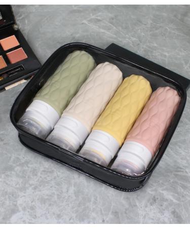 4 Pack Travel Bottles for Toiletries with Labels 100ML Silicone Travel Bottles Set with Clear Zipper Toiletry Bag Leakproof Refillable Squeeze Travel Size Containers for Shampoo Conditioner Clay/Deep Red/Beige/Olive Drab - Buy Online on SooperMarket.com