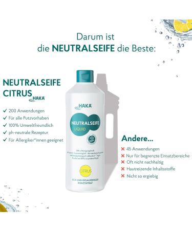 HAKA Neutral Soap Liquid Citrus Cleaner - pH-Neutral 200 Applications Long-Lasting Lemon Scent 1L All-Purpose International Shipping - Buy Online on SooperMarket.com