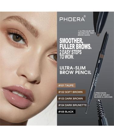 PHOERA Ultra-Slim Eyebrow Pencil with Brush - 04 Dark Brunette | Precise & Long-Lasting | Natural-Looking Brows - Buy Online on SooperMarket.com