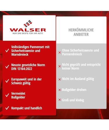Walser 2024 Car Bandage Pocket - STVO Compliant 3-in-1 First Aid Set with Breakdown Triangle & Warning Vest | DIN 13164 Approved - Buy Online on SooperMarket.com