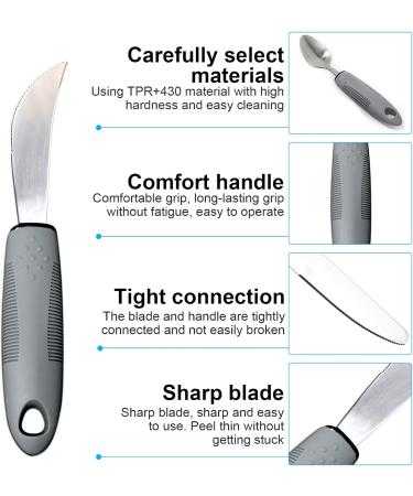 Adaptive Utensils (5-Pieces) Adaptive Utensils for Elderly Arthritis Parkinsons and Handicapped Stainless Steel and Dishwasher Safe - Grey - Buy Online on SooperMarket.com
