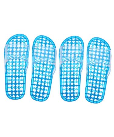 MAGICLULU 2 Pairs Slippers Quick Drying Shower Slippers Green Home Indoor Slippers Non Dorm Shoes Gym Foot Spa Soak Tub Shower Footware Massaging Travel Pvc Household Plastic Barrel 26.5x9.8cm 9.5x2pcs Bluex2pcs