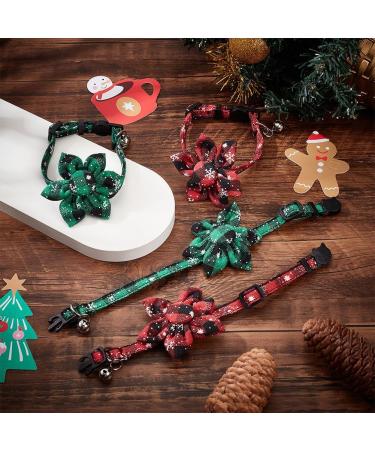 Webeedy Christmas Cat Neckbands - 4 Adjustable Breakaway Collars with Flower & Bell 18-28 cm Holiday Gifts for Cats - Buy Online on SooperMarket.com
