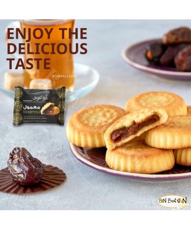 Abu Auf Maamoul Medjool Dates Cookies - 12 Pcs | Premium Dates Stuffed Biscuit Snack | Halal Kosher Fresh Taste - Buy Online on SooperMarket.com