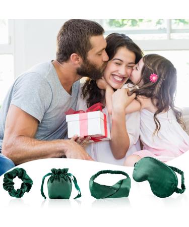 Faux Silk Eye Shade & Hair Scrunchy Set | Breathable Sleep Mask with Drawstring Pouch - Perfect for Travel & Relaxation - Buy Online on SooperMarket.com