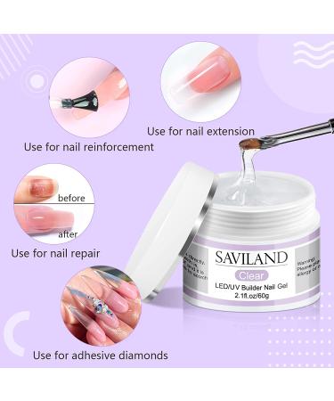 Saviland Builder Nail Gel Kit - All-In-One Hard Gel Extension Kit with Clear Builder Gel, Base Gel, Rubber Base & Nail Forms - Manicure Starter Kit for Home DIY - Buy Online on SooperMarket.com