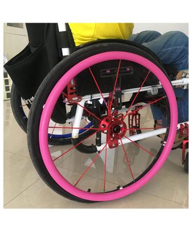 Wheelchair Wheel Covers Silicone Wheelchair Push Rim Covers Non-Slip Wear-Resistant Improve Grip and Traction 7 Colors(Pink 24 inches) 24 inches Pink