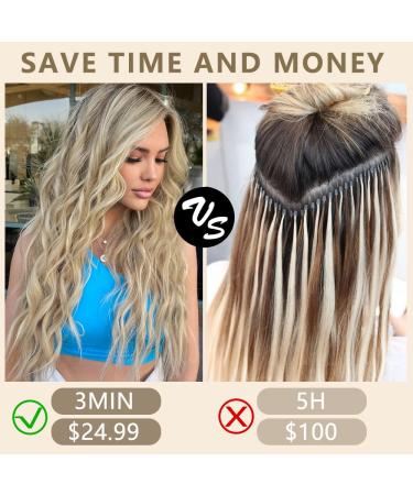 ALXNAN Clip in Long Wavy Synthetic Hair Extension 20 Inch Dirty Blonde - 4PCS Thick Double Weft Hairpieces for Women - Buy Online on SooperMarket.com