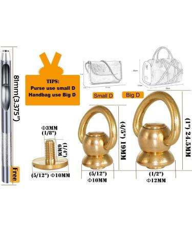 1 Brass Rivets Purse Ball Studs Rivets Nails Chicago Stud Screw 360 Rotatable D Ring Brass Rivets DIY Leather Collar Belt Handbag Shoes Case Motorcycle Furs Jeans Brass Rivets (Big D Ring 2pcs) Big D Ring 2PACK - Buy Online on SooperMarket.com