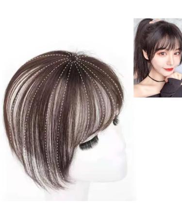 Bangs Hair Clip Lifelike Hair Extensions Wispy Bangs Clip Dark Brown Fake Air Bangs Fringe Refine Facial Contour 3D Real Human Hair Bangs for Daily Wear - Buy Online on SooperMarket.com