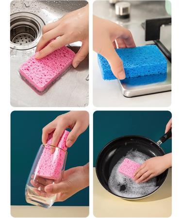 12-Count Non-Scratch Compressed Cellulose Kitchen Sponges - Natural Dish Sponge with Funny Cut-Outs for Kids - Multicolor - Buy Online on SooperMarket.com