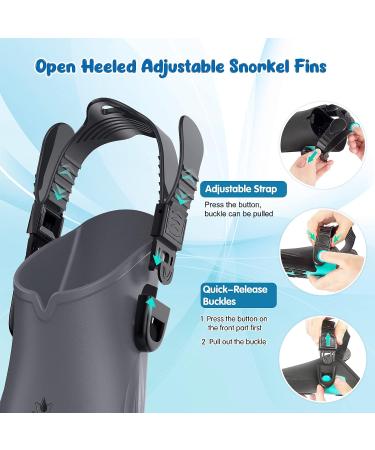 Seovediary Kids Snorkel Set - Anti-Fog Mask, 180آ° View Dry Snorkel & Fins with Travel Bag | Perfect for Diving & Swimming - Buy Online on SooperMarket.com