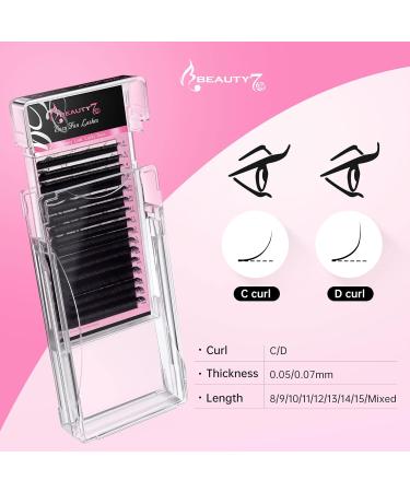 Self-Fan Eyelash Extensions | C D Curl 2D-20D Volume Lashes | 0.07mm Thickness | 10mm Length | International Shipping - Buy Online on SooperMarket.com