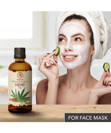 Hemp Oil 100ml - Pure & Natural Cold Pressed - Intensive Care for Face Hair & Body in Glass Bottle - Buy Online on SooperMarket.com