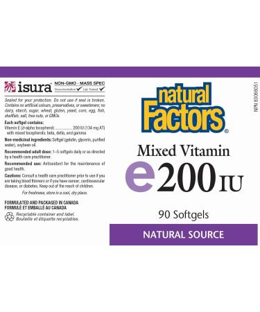 Natural Factors Mixed Vitamin E 200 IU 90 Softgels - Buy Online on SooperMarket.com