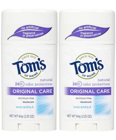Tom's of Maine 24 Hour Original Care Deodorant Stick  Unscented - 2.25 oz - 2 pk