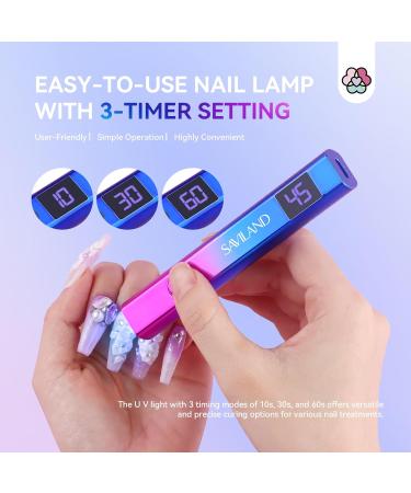 Saviland Rechargeable Mini UV Nail Lamp with Visual Screen - Portable 12W LED Nail Dryer for Gel Polish and Nail Glue - USB Nail Art Tool for DIY Manicure - Multi-Colored (02) - Buy Online on SooperMarket.com