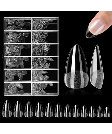 240 pieces of fake nails short nail tips 12 sizes half-matted manicure artificial nail tip nails tips for nail art diy short almond short almond-240pcs