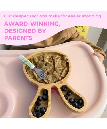 Nohla Baby Weaning Suction Plate - Billie the Bunny - Cherry - 100% Bamboo & FDA Silicone - Spill-Proof Base - BPA-Free - Ideal for 6 Months - Buy Online on SooperMarket.com