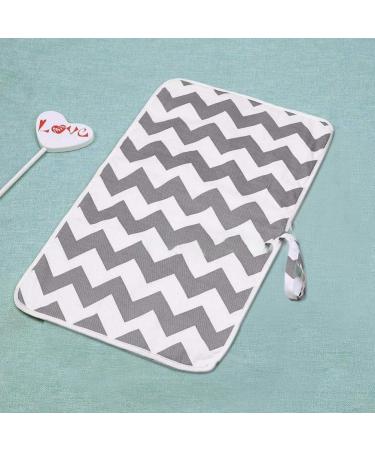 Nappy Changing Mat | Foldable Waterproof Diaper Pad for Home & Travel | Gray Waves Design | 60x35 cm - Buy Online on SooperMarket.com