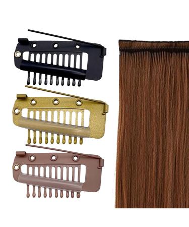 4 Pack Hair Extension Clamps - Metal Wigs Clinging Snaps 10 Teeth Comb Brackets for Women's Hair Extensions in 3 Colors - Buy Online on SooperMarket.com