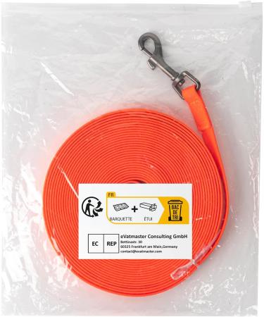 Toozey Waterproof Drag Line for Dogs | 3m to 20m Lengths | Robust Neon Orange Training Leash with Hand Loop & Bag - Buy Online on SooperMarket.com