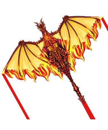 Dragon Kite for Kids & Adults, Easy to Fly Kite for Beginners,Large Single Line Kite for Beach Trip Fiery
