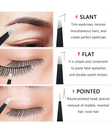 TOPMEET Stainless Steel Eyebrow Tweezers Set for Facial Hair and Splinter Removal - Women/ Men, Black - Buy Online on SooperMarket.com