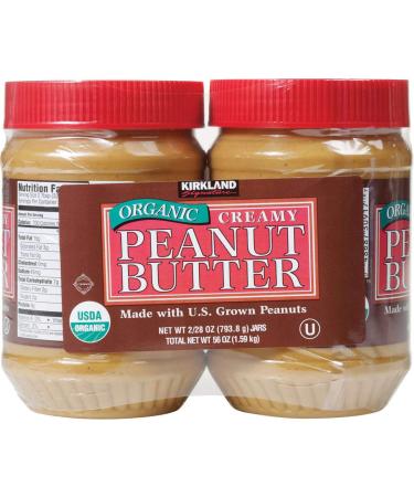 Kirkland Organic Creamy Peanut Butter U.S. Valencia Peanuts 28 Ounce Each Jar 2 Pack