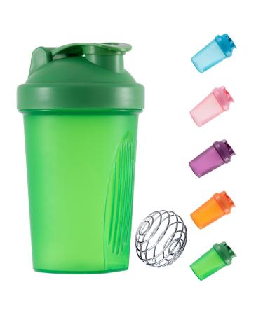 KANGSIT Protein Shaker Bottle with Stainless Steel Mixing Ball BPA- and DEHP-free Leakproof Flip On Lid- Protein & Supplement Shaker Bottle 400ml (Green)