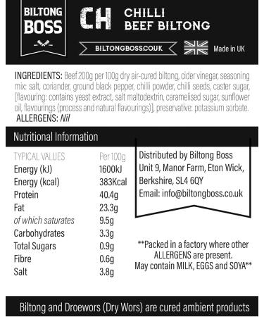 Biltong Boss Chilli Beef: Premium High Protein Snack, Gluten-Free & Keto Friendly 200g - Buy Online on SooperMarket.com