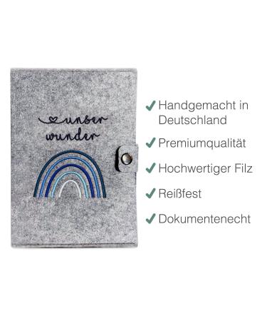 Cozy Racoon Mother Pass Cover - Handcrafted Felt Rainbow Blue | Made in Germany | Ideal Gift for Expecting Moms with Pockets for Insurance Card & Ultrasound Images - Buy Online on SooperMarket.com