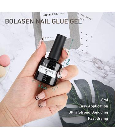 BOLASEN 5 in 1 Gel Nail Glue - 8ML UV Extension Glue for Acrylic Nails | Strong, Long Lasting Brush-On Gel for Press On Nails | Home & Salon Use - Buy Online on SooperMarket.com