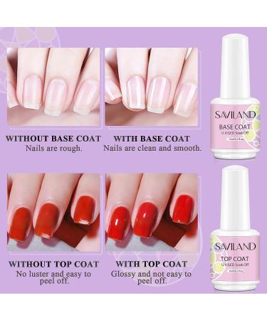SAVILAND 15PCS No Wipe Gel Base and Top Coat Set - 15ml*2 | Shiny Soak Off Clear Gel Polish | Nail Salon Quality | Ideal Gift - Buy Online on SooperMarket.com