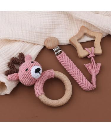 TIAN-K Baby Pacifier Chain - Soft Braided Deer Design Holder for Boys & Girls - Perfect Toddler Toy - Buy Online on SooperMarket.com