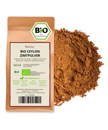 Camelur 500g Bio Ceylon cinnamon powder - aromatic ceylon cinnamon powder Cumarin content max. 0.01% without additives - in biodegradable packaging 500 g (1 Pack)