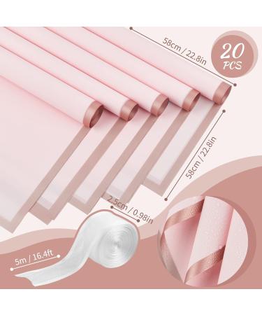 LEMEOSO 20 Sheets Flower Wrapping Paper with Ribbon | Waterproof Floral Bouquet Supplies for Wedding, Birthday & DIY Crafts | 22.8x22.8 Inch (Pink) - Buy Online on SooperMarket.com