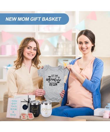 Pregnancy Gifts for First Time Moms Dad  Mommy and Daddy Est 2022 Stainless Steel Wine Tumbler Set with Onesie Baby Socks Drool Bib and Decision Coin - Top New Parents Gifts Idea for Gender Reveal - Buy Online on SooperMarket.com
