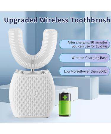 ksoia Ultrasonic Electric Toothbrush | 360 Oral Cleaning | Wireless Charging & LED Light | IPX7 Waterproof | U-Shaped Brush Head | White - Buy Online on SooperMarket.com